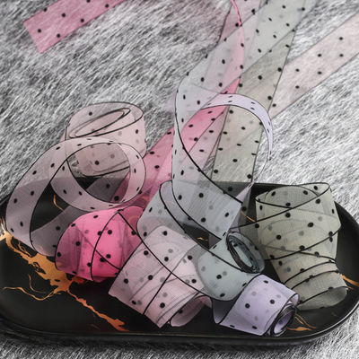 10mm-60mm Dot Velvet Wired Ribbon Bordir double-sided velvet ribbon