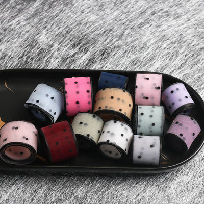 10mm-60mm Dot Velvet Wired Ribbon Bordir double-sided velvet ribbon