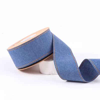 OEM ODM Blue Denim Jeans Ribbon 12mm-38mm Ribbon Untuk Jeans