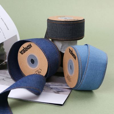 OEM ODM Blue Denim Jeans Ribbon 12mm-38mm Ribbon Untuk Jeans