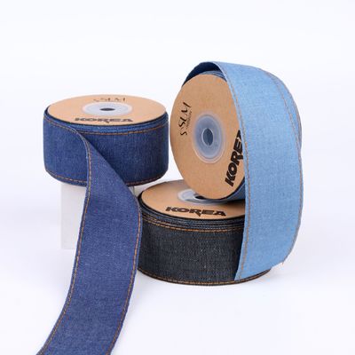 OEM ODM Blue Denim Jeans Ribbon 12mm-38mm Ribbon Untuk Jeans
