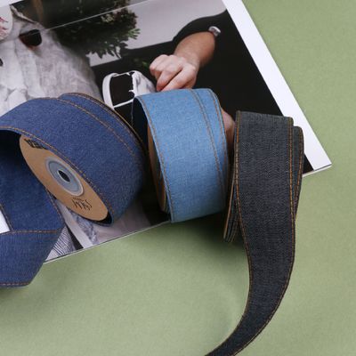 OEM ODM Blue Denim Jeans Ribbon 12mm-38mm Ribbon Untuk Jeans
