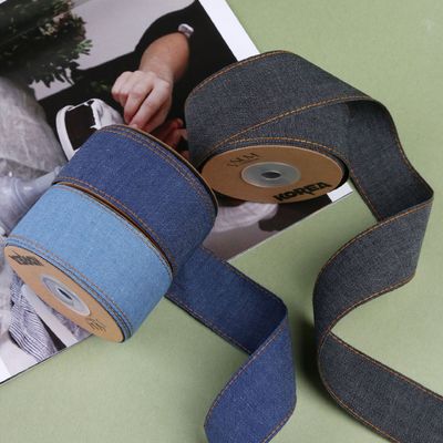 OEM ODM Blue Denim Jeans Ribbon 12mm-38mm Ribbon Untuk Jeans