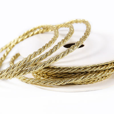 Emas Perak Dipaku Tali Polyester 5mm Twisted 3 Untaian Tali