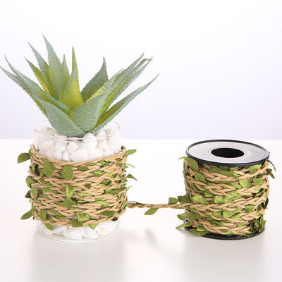 6mm Dekoratif Burlap Ribbon Dengan Daun 10m Twine Tali Untuk Kerajinan