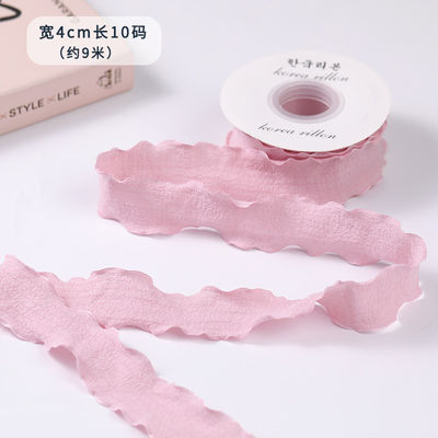 40mm Valentine's Color Jute Ribbon Linen Wrinkle Edge Jute Lattice Ribbon