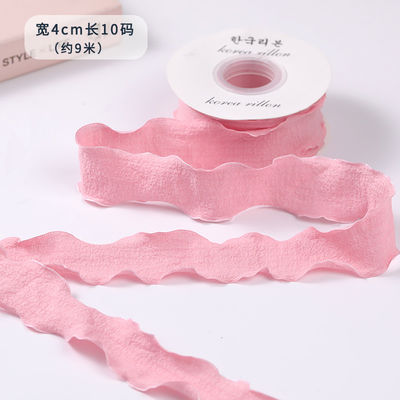 40mm Valentine's Color Jute Ribbon Linen Wrinkle Edge Jute Lattice Ribbon