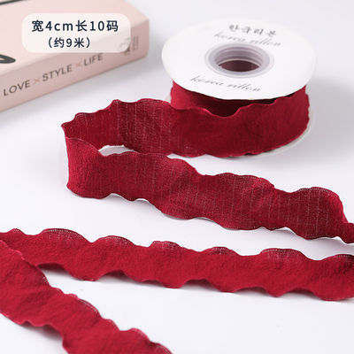 40mm Valentine's Color Jute Ribbon Linen Wrinkle Edge Jute Lattice Ribbon