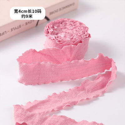 40mm Valentine's Color Jute Ribbon Linen Wrinkle Edge Jute Lattice Ribbon