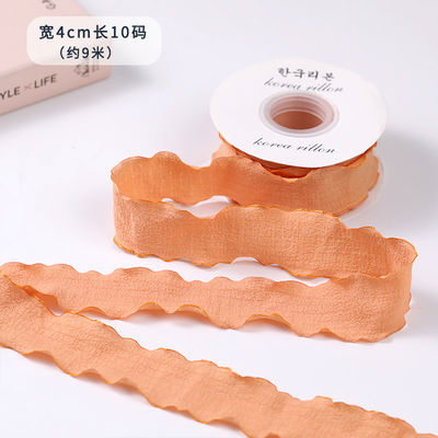 40mm Valentine's Color Jute Ribbon Linen Wrinkle Edge Jute Lattice Ribbon
