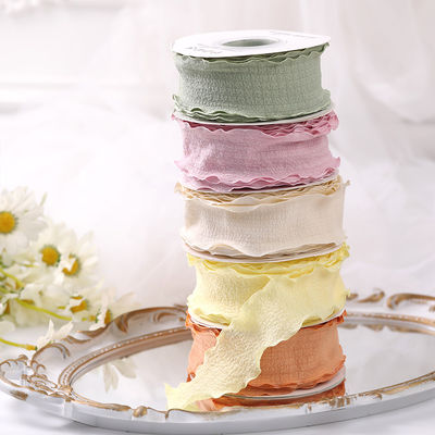 40mm Valentine's Color Jute Ribbon Linen Wrinkle Edge Jute Lattice Ribbon