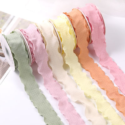 40mm Valentine's Color Jute Ribbon Linen Wrinkle Edge Jute Lattice Ribbon
