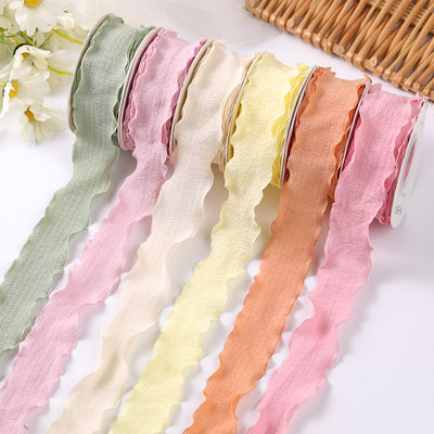 40mm Valentine's Color Jute Ribbon Linen Wrinkle Edge Jute Lattice Ribbon