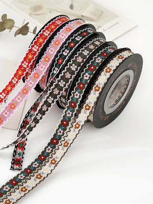 OEM ODM Bunga Jacquard Trim 10mm-25mm Bunga Jacquard Ribbon