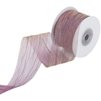 Polyester 38mm Organza Ribbon Eco Friendly Warna Pink Putih Organza Ribbon