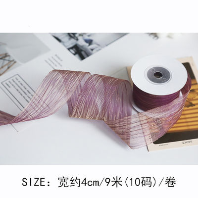 Polyester 38mm Organza Ribbon Eco Friendly Warna Pink Putih Organza Ribbon