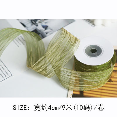 Polyester 38mm Organza Ribbon Eco Friendly Warna Pink Putih Organza Ribbon