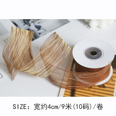Polyester 38mm Organza Ribbon Eco Friendly Warna Pink Putih Organza Ribbon