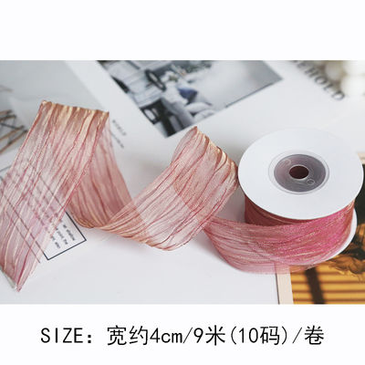 Polyester 38mm Organza Ribbon Eco Friendly Warna Pink Putih Organza Ribbon