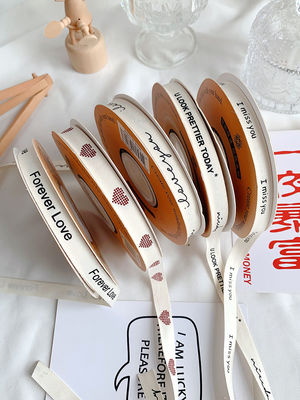 13mm Cotton Ribbon Printed DIY Craft Packing Ribbon Untuk Hadiah