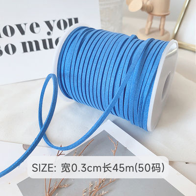 3mm Suede Leather Velvet Ribbon ISO9001 Blue Velvet Ribbon Berkabel