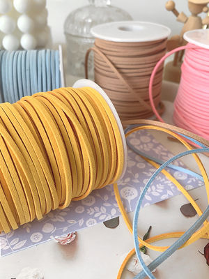 3mm Suede Leather Velvet Ribbon ISO9001 Blue Velvet Ribbon Berkabel