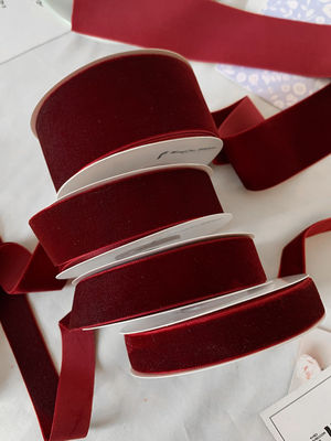 38mm Double Faced Velvet Ribbon 3,8cm Dark Red Velvet Ribbon