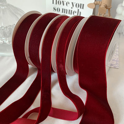 38mm Double Faced Velvet Ribbon 3,8cm Dark Red Velvet Ribbon