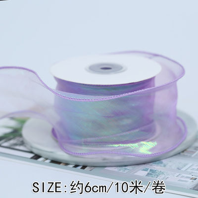 40mm Polyester Organza Ribbon dengan tepi satin Pink Organza Ribbon