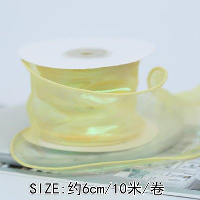 40mm Polyester Organza Ribbon dengan tepi satin Pink Organza Ribbon