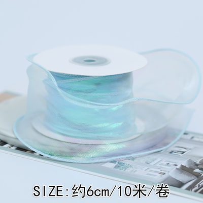 40mm Polyester Organza Ribbon dengan tepi satin Pink Organza Ribbon