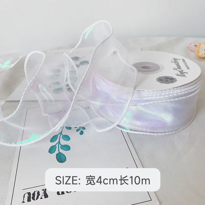 40mm Polyester Organza Ribbon dengan tepi satin Pink Organza Ribbon