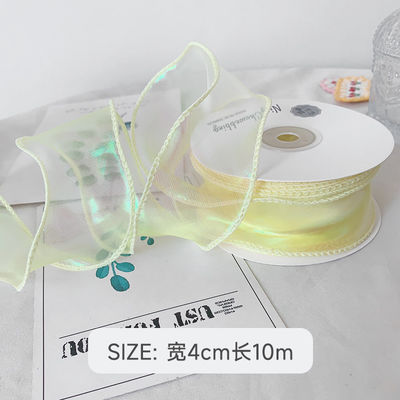 40mm Polyester Organza Ribbon dengan tepi satin Pink Organza Ribbon