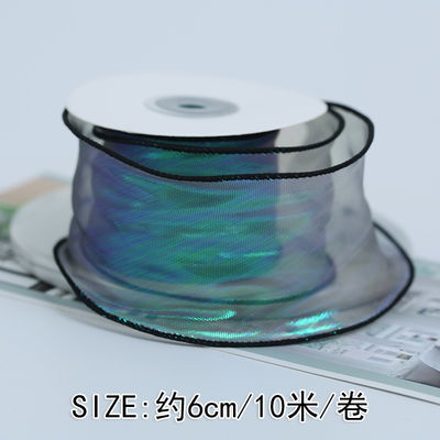40mm Polyester Organza Ribbon dengan tepi satin Pink Organza Ribbon