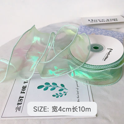 40mm Polyester Organza Ribbon dengan tepi satin Pink Organza Ribbon