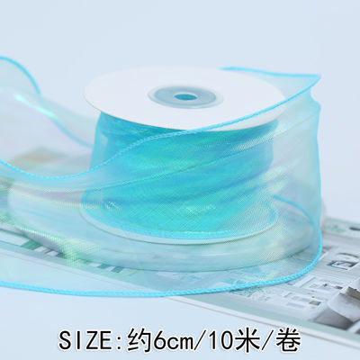 40mm Polyester Organza Ribbon dengan tepi satin Pink Organza Ribbon