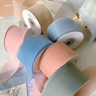 High Density Polyester Organza Ribbon 40mm Untuk Pengemasan Hadiah Mewah