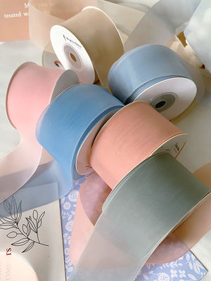 High Density Polyester Organza Ribbon 40mm Untuk Pengemasan Hadiah Mewah