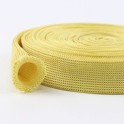 Perban tahan api rajutan Kuning 20mm Lebar Kevlar Tubular Perban