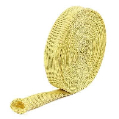 Perban tahan api rajutan Kuning 20mm Lebar Kevlar Tubular Perban