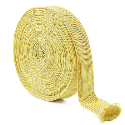 Perban tahan api rajutan Kuning 20mm Lebar Kevlar Tubular Perban