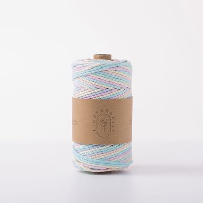 ISO9001 Tali kapas berlapis padat berwarna-warni 3mm Kabel makram yang dipintal