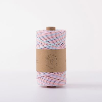 ISO9001 Tali kapas berlapis padat berwarna-warni 3mm Kabel makram yang dipintal