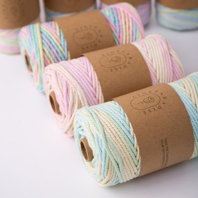 ISO9001 Tali kapas berlapis padat berwarna-warni 3mm Kabel makram yang dipintal