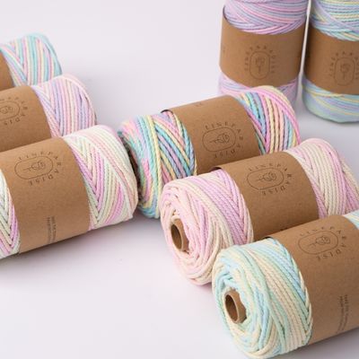 ISO9001 Tali kapas berlapis padat berwarna-warni 3mm Kabel makram yang dipintal