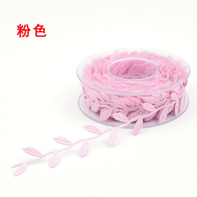 Polyester Leaf Ribbon Ultrasonic Red Poly Ribbon Untuk Dekorasi Pernikahan