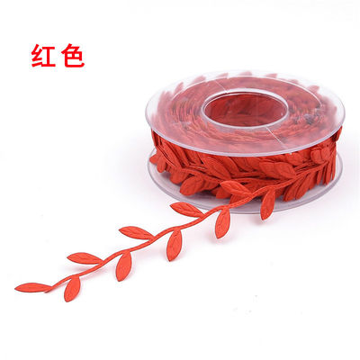 Polyester Leaf Ribbon Ultrasonic Red Poly Ribbon Untuk Dekorasi Pernikahan