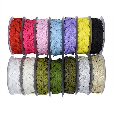 Polyester Leaf Ribbon Ultrasonic Red Poly Ribbon Untuk Dekorasi Pernikahan