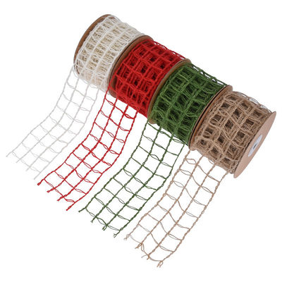 Ribbon Burlap Hijau Kerongkongan 63mm Ribbon Kain Burlap ISO14001