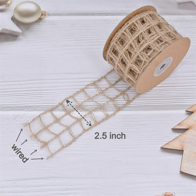 Ribbon Burlap Hijau Kerongkongan 63mm Ribbon Kain Burlap ISO14001